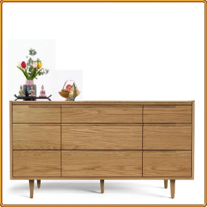SB589 : Tủ Ngang 09 Ngăn Kéo Màu Vàng Gỗ - Ngang 172cm